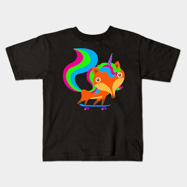 Foxicorn Kids T-Shirt by Plushism